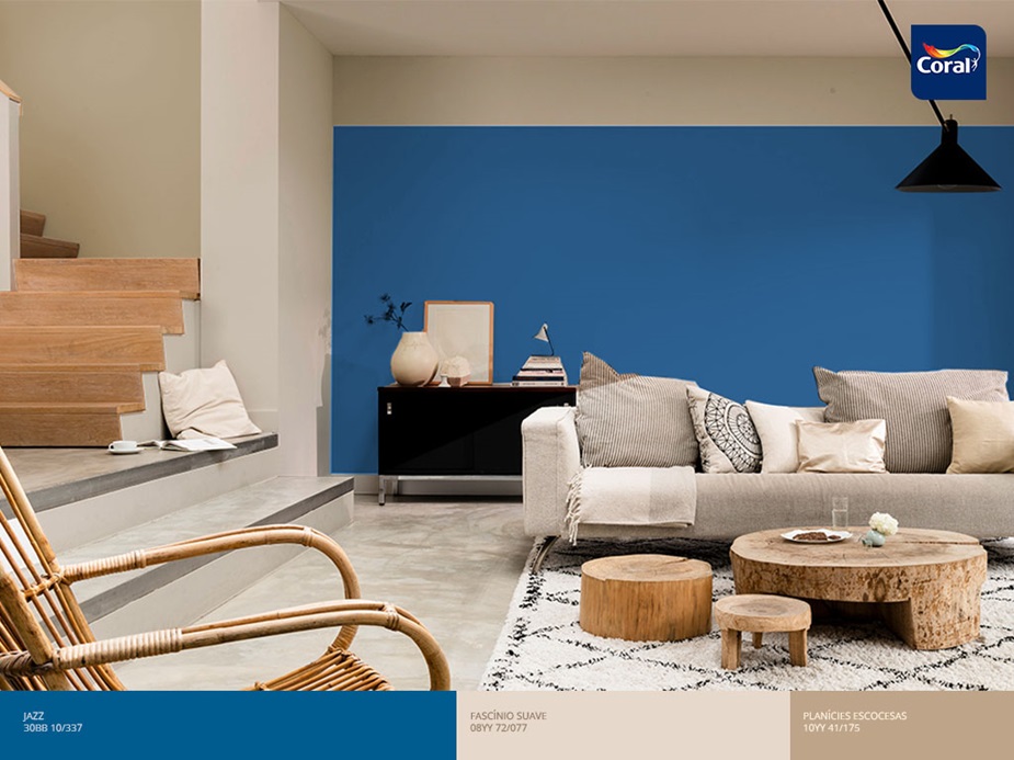 Tons de azul - a cor Jazz transforma os espaços, criando uma atmosfera envolvente e cheia de personalidade