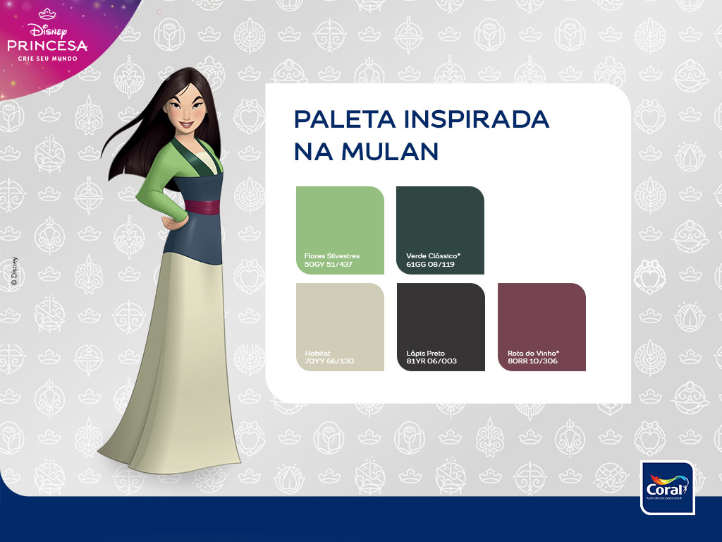 Paleta inspirada na Mulan. Imagem: Coral Matiz