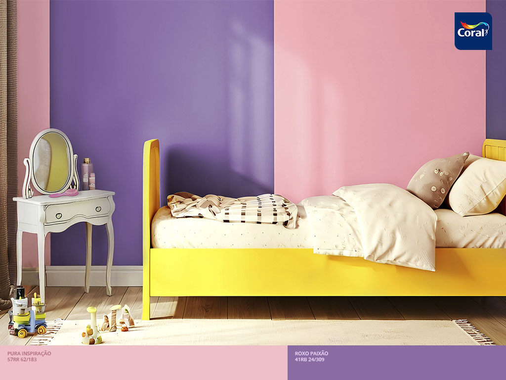Quarto de princesas inspirado na Rapunzel. Imagem: Coral Matiz