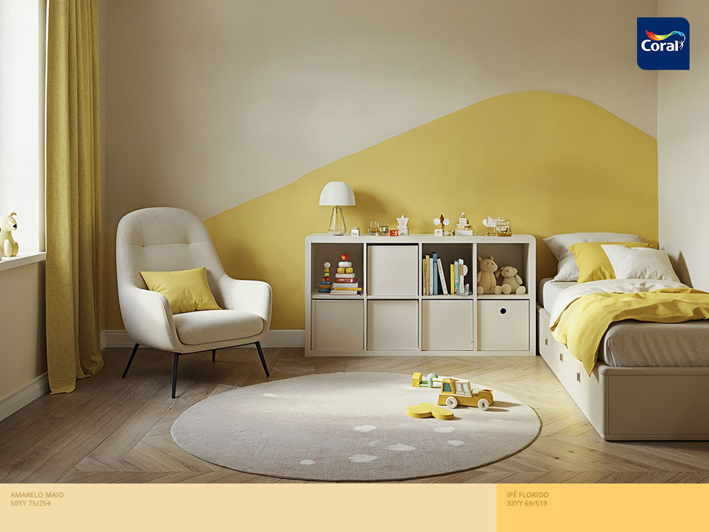 Quarto de princesas inspirado na força e delicadeza da Bela. Imagem: Coral Matiz