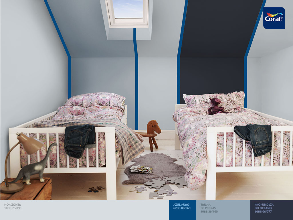 As cores podem ser grandes aliadas em um projeto de quarto compartilhado. Imagem: Coral Matiz